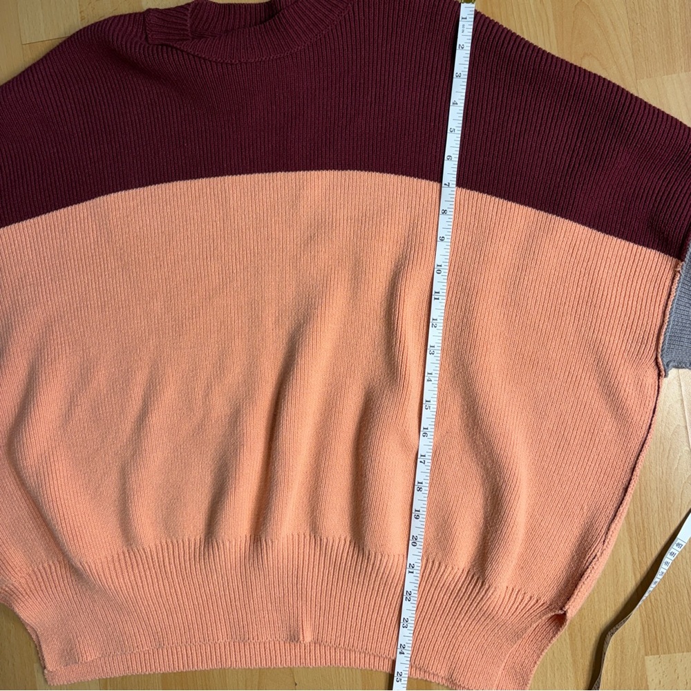 Free People Easy Street Tunic Oversized Colorblock Peach Maroon Beige - Picture 13 of 16